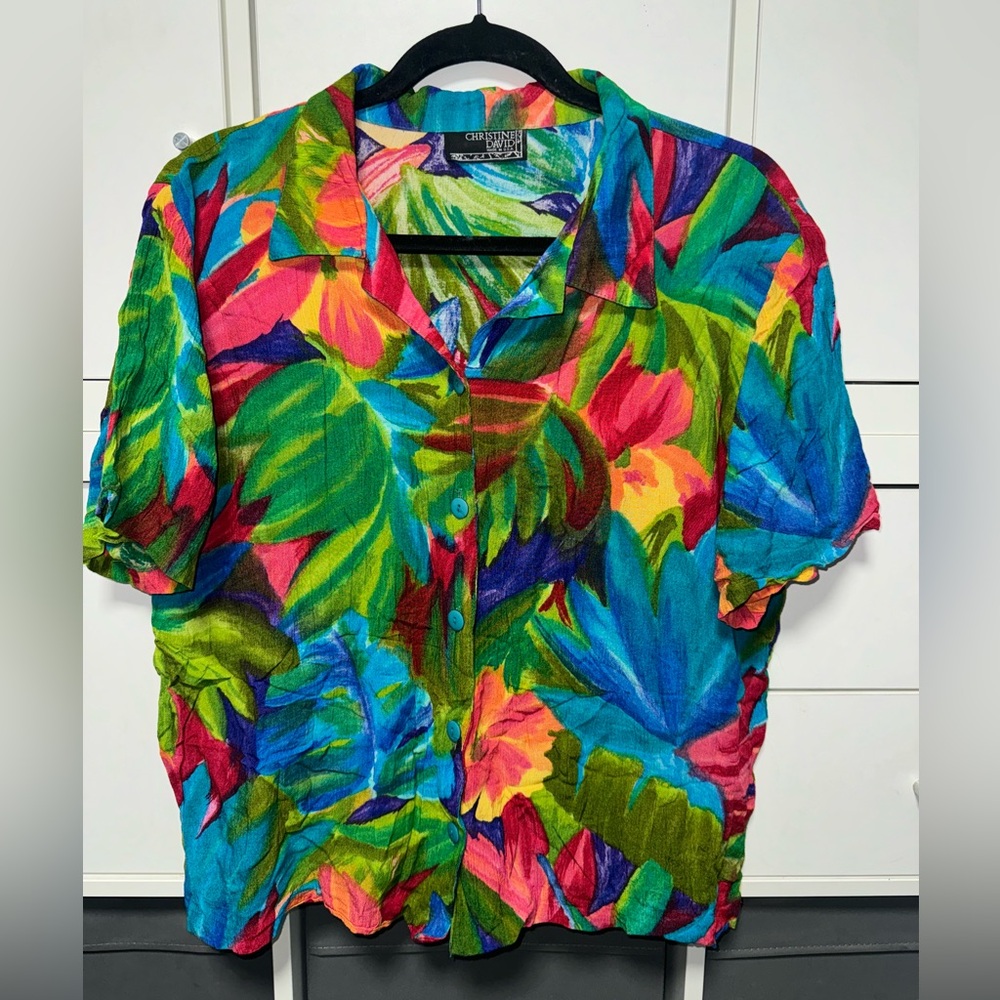 Christine David Vi rage Floral Shirt size 10